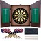Trademark Games Dartboard Cabinet Set Walnut Finish Self Healing Darts Scoreboard